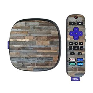 mightyskins skin compatible with roku ultra hdr 4k streaming media player (2020) - gray wood | protective, durable, and unique vinyl decal wrap cover | easy to apply | made in the usa