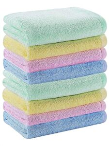 multicolor small washcloths set 10 pack for newborn baby bath hand towel and face cloths or bathroom-kitchen multi-purpose soft-comfortable absorbent fingertip towels 10'' x 10'' (8 pack multicolor)