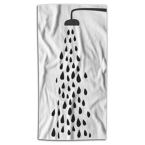 WONDERTIFY Black Shower Icons Hand Towel Bathroom Sign Hand Towels for Bathroom, Hand & Face Washcloths 15X30 Inches White