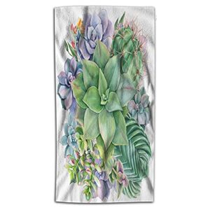 wondertify bouquet succulents hand towel watercolor botanical echovirus plants hand towels for bathroom, hand & face washcloths 15x30 inches green purple
