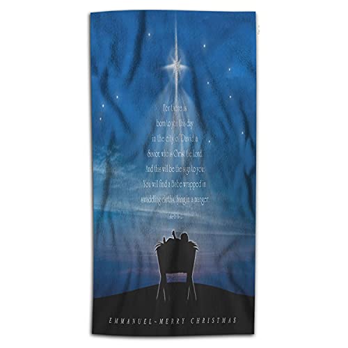 WONDERTIFY Nativity Scene Hand Towel Baby in The Manger with Scriptures in Christmas Tree Shape Hand Towels for Bathroom, Hand & Face Washcloths 15X30 Inches