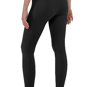 ODODOS Women's Cross Waist 7/8 Yoga Leggings with Inner Pocket, Inseam 25" Gathered Crossover Workout Yoga Pants, Black, Small