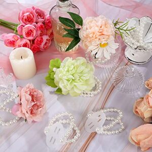 4 Pieces Elastic Pearl Wrist Corsage Bands Wristlets Wedding Corsage Pearl Bracelet Stretch Pearl Wedding Wristband Faux Pearl Bead Corsage Accessories Bracelets for Wedding Party Bride Bridesmaid