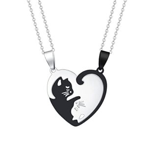 hanreshe cat matching necklaces best friend necklaces girls fashion couples friendship pendant heart yin yang friendship necklace for 2