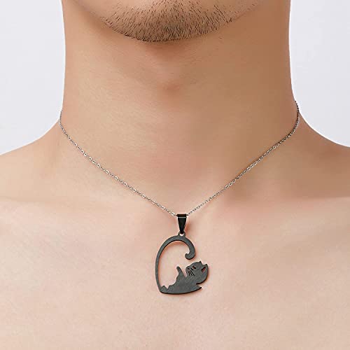 HANRESHE Cat Matching Necklaces Best Friend Necklaces Girls Fashion Couples Friendship Pendant Heart Yin Yang Friendship Necklace For 2