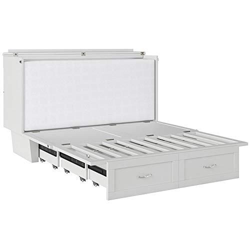 Atlin Designs Modern Wood Queen Murphy Bed Chest in White Finish