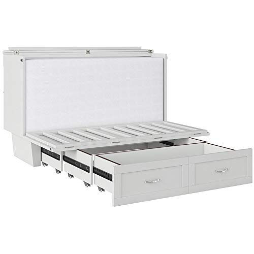 Atlin Designs Modern Wood Queen Murphy Bed Chest in White Finish