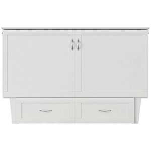 Atlin Designs Modern Wood Queen Murphy Bed Chest in White Finish