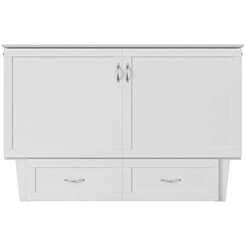 Atlin Designs Modern Wood Queen Murphy Bed Chest in White Finish