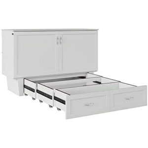 Atlin Designs Modern Wood Queen Murphy Bed Chest in White Finish