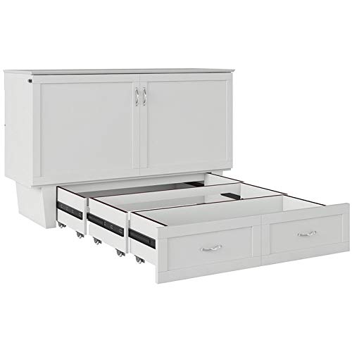 Atlin Designs Modern Wood Queen Murphy Bed Chest in White Finish