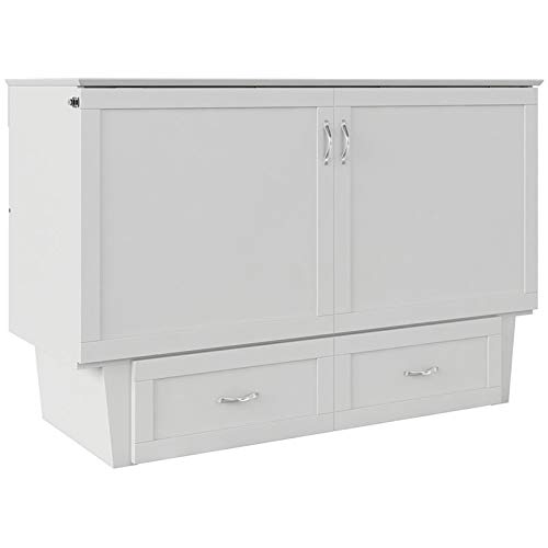 Atlin Designs Modern Wood Queen Murphy Bed Chest in White Finish