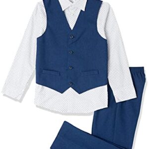 Van Heusen Boys' 4-Piece Formal Suit Set, Vest, Pants, Collared Dress Shirt, and Tie, Blue Jean, 8