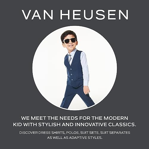 Van Heusen Boys' 4-Piece Formal Suit Set, Vest, Pants, Collared Dress Shirt, and Tie, Blue Jean, 8