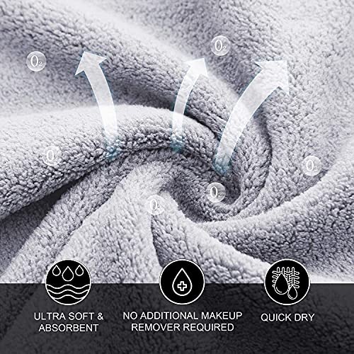 MOONQUEEN 30 Pack Microfiber Face Towel - Premium Soft Makeup Remover Cloths (White-Grey, 30 Pack)