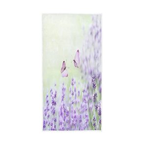 summer butterflies vintage hand towels wide lavender field decor kitchen dish towel quality premium bathroom washcloth 30 x 15 inches for beach guest hotel spa gym sport yoga home