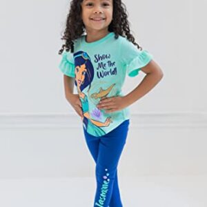 Disney Princess Jasmine Little Girls Graphic T-Shirt Jogger Legging Green/Blue 7-8