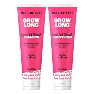 marc anthony shampoo and conditioner gift set, grow long biotin - anti-frizz deep conditioner for split ends & breakage - vitamin e, caffeine & ginseng for curly, dry & damaged hair