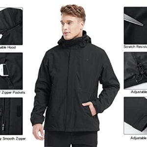 CAMELSPORTS Men’s Waterproof Ski Jacket Warm Winter Mountain Snow Coat 3 in 1 Windproof Hooded Raincoat