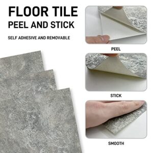 Peel and Stick Floor Tile 12Pcs Light Gray Marble Vinyl Flooring 12"x12" Durable Waterproof Non-Slip Vinyl Tiles Removable Stickers Tile for Kitchen Living Room Bedroom Bathroom