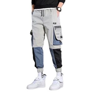 xyxiongmao men's functional japanese hip hop pants tactical techwear harem streetwear sweatpants cyberpunk tactical joggers cargo pants for men(blue,m)