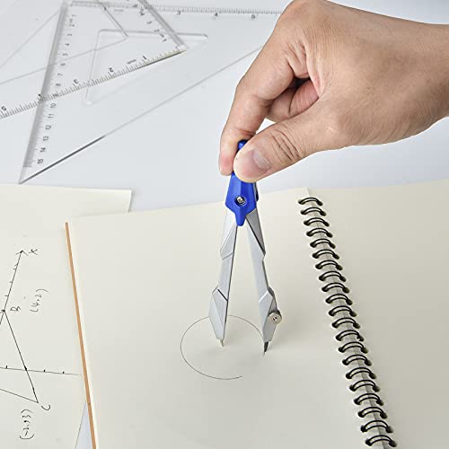 Coopay 12 Inch Math Geometry Tool Plastic Ruler Set Includes Straight Ruler, Triangle Ruler, Protractor, Compass, Pencil Lead, Pencil Sharpener for Student School Home Office Supplies