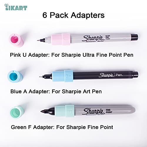 Pen Adapter Set for Cricut Maker 3/Maker/Explore 3/Air 2/Air, 6 Pack Pen Holders Compatible with Sharpie Fine Point Markers/Ultra Fine Point Markers/Art Pens