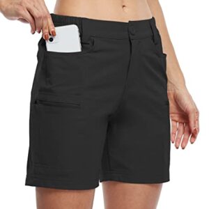 Willit Women's Shorts Hiking Cargo Golf Shorts Outdoor Summer Shorts with Pockets Water Resistant Black M