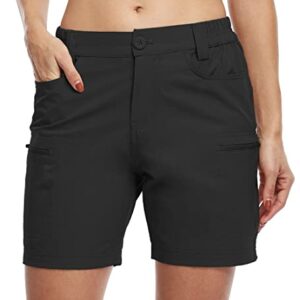 Willit Women's Shorts Hiking Cargo Golf Shorts Outdoor Summer Shorts with Pockets Water Resistant Black M