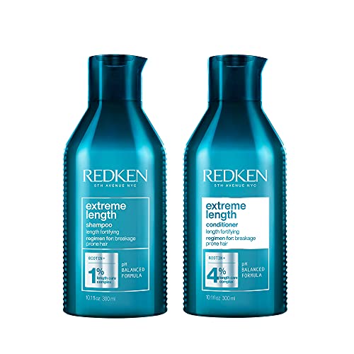 Redken Extreme Length Shampoo and Conditioner| Infused With Biotin | For Hair Growth | Prevents Breakage & Strengthens Hair