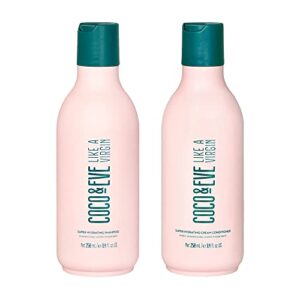 coco & eve like a virgin shampoo & conditioner bundle set - natural, sulfate free hair care with argan oil, coconut and avocado oil | for dry damaged, color treated hair | anti frizz (8.4 fl oz each)