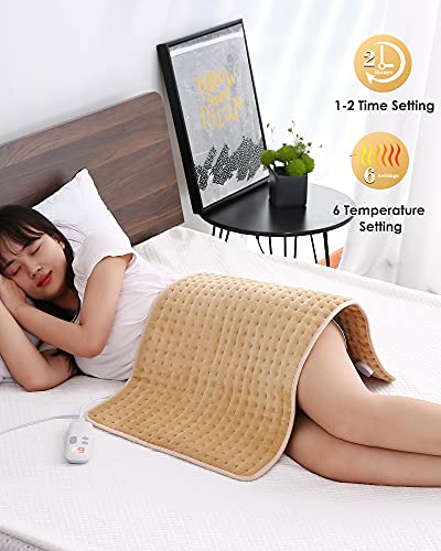 Heating Pads for Back Pain,18"x33" Large Electric Heating Pads with Auto Shut Off,6 Temperature Settings, Fast Heating for Neck Back Shoulder