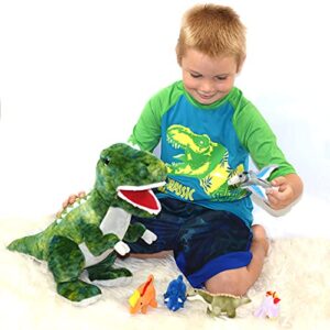 DreamsBe Dinosaur Stuffed Animal T-Rex and 5 Little Dinos for Boys & Girls - Plush Stuffie with Zippered Pocket Eating Dinosaurs Gift Ages 3 4 6 7 8 9 Years