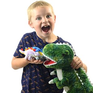 DreamsBe Dinosaur Stuffed Animal T-Rex and 5 Little Dinos for Boys & Girls - Plush Stuffie with Zippered Pocket Eating Dinosaurs Gift Ages 3 4 6 7 8 9 Years