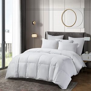beautyrest tencel/cotton blend white down comforter twin size - light warmth 650 fill power down duvet insert made in usa
