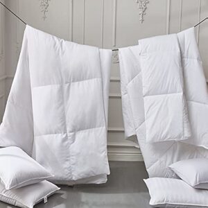 Beautyrest Tencel/Cotton Blend White Down Comforter Twin Size - Light Warmth 650 Fill Power Down Duvet Insert Made in USA