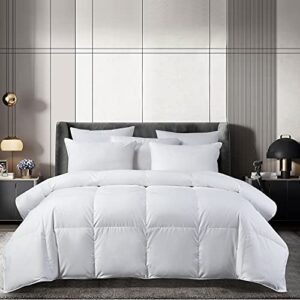 beautyrest sateen cotton european white down comforter - all season warmth, made in usa – king size