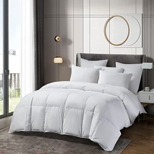 Beautyrest Sateen Cotton European White Down Comforter - All Season Warmth, Made in USA – King Size