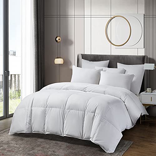 Beautyrest Sateen Cotton European White Down Comforter - All Season Warmth, Made in USA – King Size