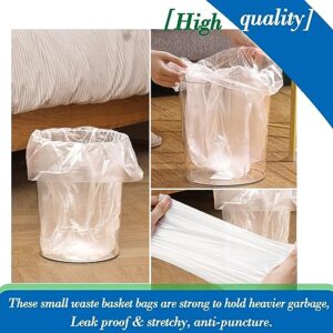 3 gallon Clear trash can liners,Small clear Garbage Bags 300,Extra Strong 2.6,3,4 Gal Trash Bag,Fit 4.5-6-8-10 liters trash Bin Liners for Home Office Kitchen （Clear 300）