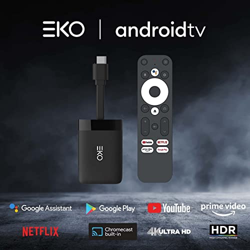 EKO TV Box 4K Ultra HD, Android TV, Streaming Media Player Google Assistant Built-in & with Google Play Store