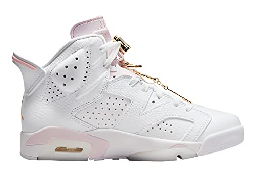 Nike Women's Air Jordan 6 WMNS Gold Hoops, White/Sail/Metallic Gold/Barel, 9W