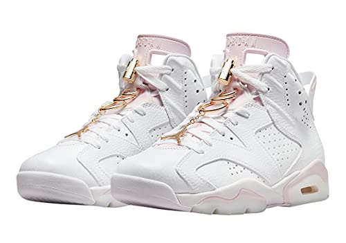 Nike Women's Air Jordan 6 WMNS Gold Hoops, White/Sail/Metallic Gold/Barel, 9W