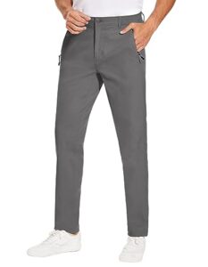 specialmagic golf pants men stretch slim fit hiking pants lightweight dress casual tapered zipper pockets 34 grey