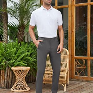 SPECIALMAGIC Golf Pants Men Stretch Slim fit Hiking Pants Lightweight Dress Casual Tapered Zipper Pockets 34 Grey