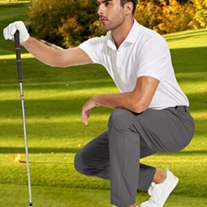 SPECIALMAGIC Golf Pants Men Stretch Slim fit Hiking Pants Lightweight Dress Casual Tapered Zipper Pockets 34 Grey