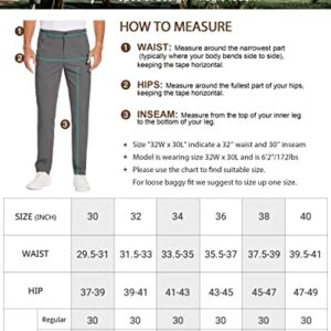 SPECIALMAGIC Golf Pants Men Stretch Slim fit Hiking Pants Lightweight Dress Casual Tapered Zipper Pockets 34 Grey