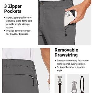 SPECIALMAGIC Golf Pants Men Stretch Slim fit Hiking Pants Lightweight Dress Casual Tapered Zipper Pockets 34 Grey