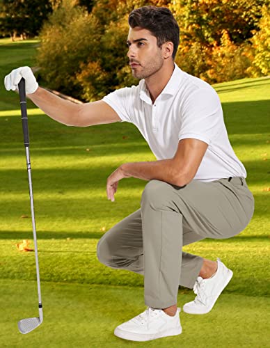 SPECIALMAGIC Golf Pants Men Stretch Slim fit Hiking Pants Lightweight Dress Casual Tapered Zipper Pockets 34