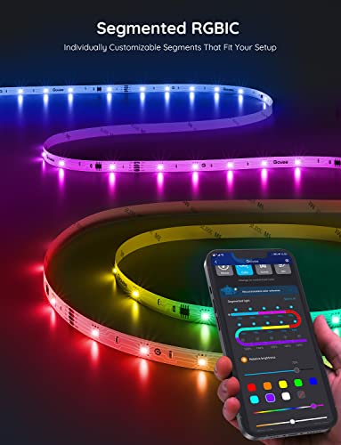 Govee RGBIC LED Strip Lights, Smart LED Lights for Bedroom, Bluetooth LED Lights APP Control, DIY Multiple Colors on One Line, Color Changing LED Lights Music Sync for Gaming Room, Halloween, 16.4ft